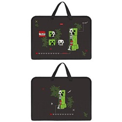 Папка для тетрадей пластиковая А4 на молнии с ручками 340х245х70 мм "Пиксель бум" расшир.дно (094466) 08095 Хатбер