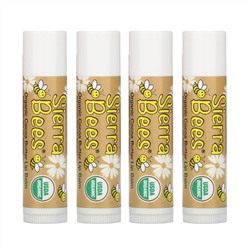 Sierra Bees, Органические бальзамы для губ, какао-масло, 4 штуки в упаковке весом 0,15 унции (4,25 г) каждая