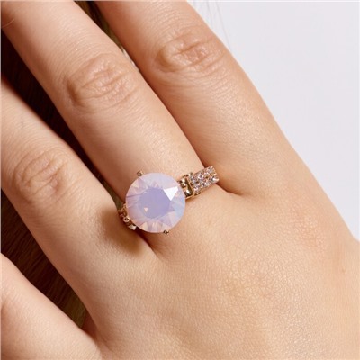 Кольцо 18 р ювелирная бижутерия коллекция "Дубай", покрытие позолота, вставка: фианиты и цирконы, цвет: прозрачный, арт.414.125-18