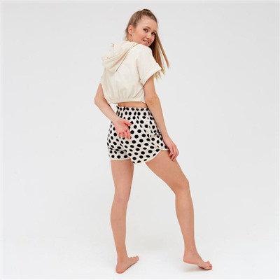 Пижама женская (худи, шорты) MINAKU: Polka-dot collection, бежевая, размер 46