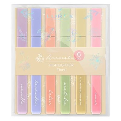 Набор текстовыделителей 6 шт 1-4мм "Aromatic FLORAL" ассорти пастель, ароматизированные LXHLA-FP LOREX