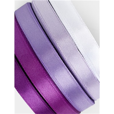 Атласная лента, набор 5 шт., 10 мм, 23±1 м, фиолетовая, сиреневая