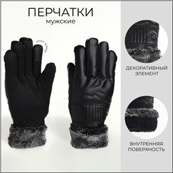 Перчатки мужские, безразмерные, с утеплителем, цвет чёрный