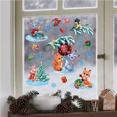 Наклейки на окна многоразовые «Новый год: Загадай желание», 50×70 см