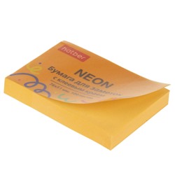 Бумага для заметок с клеевым краем 76х51 мм 100 листов "NEON" оранжевая 090329 Хатбер