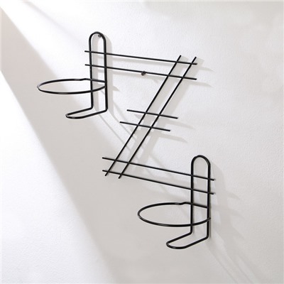 Подвес для кашпо, настенный, на 2 горшка, d=16 см, чёрный, «Зигзаг»