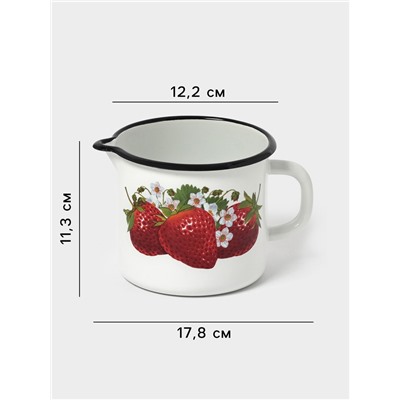 Кружка эмалированная, 1 л, с носиком, белая