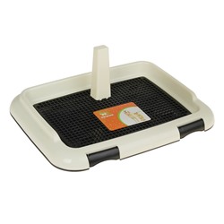 Туалет для собак 46.5×35.5×5.5 см, со съёмным бортом, решеткой и столбиком, чёрный