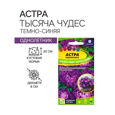 Семена цветов Астра карликовая «Тысяча чудес», тёмно-синяя, 0.2 г, однолетник, «Семена Алтая»