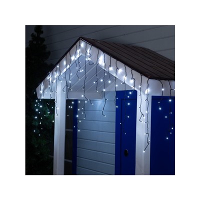 Гирлянда «Бахрома» 3×0.6 м, IP44, УМС, тёмная нить, 160 LED, свечение белое, мерцание белым, 220 В