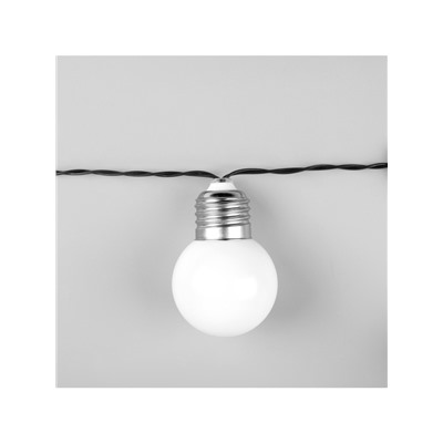 Гирлянда «Нить», 2.7 м, с насадками «Белые шары», уличная, IP44, 10 LED, 8 режимов, солнечная батарея, тёмная нить, свечение тёплое белое