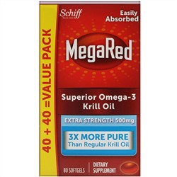 Schiff, MegaRed, Superior Omega-3 Krill Oil, 500 mg, 80 Softgels