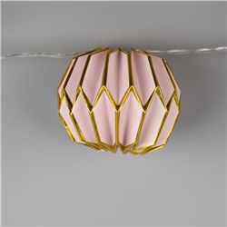 УЦЕНКА Гирлянда «Нить», 2 м, с насадками «Бумажный фонарик розовый», IP20, 10 LED, батарейка AAх2 (не в комплекте), прозрачная нить, свечение тёплое белое