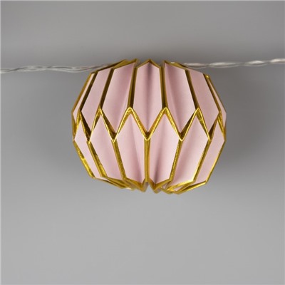 УЦЕНКА Гирлянда «Нить», 2 м, с насадками «Бумажный фонарик розовый», IP20, 10 LED, батарейка AAх2 (не в комплекте), прозрачная нить, свечение тёплое белое