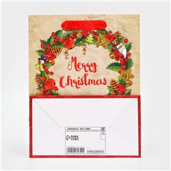 Пакет подарочный новогодний ламинированный «Венок»,18×23×10 см