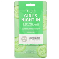 Nu-Pore, Girl's Night In, тканевая маска для лица с огурцом, 1 шт., 29,7 г(1,05 унции)