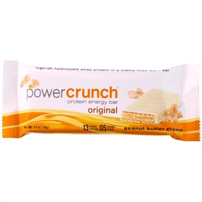 BNRG, Энергетический белковый батончик Power Crunch Original, крем с арахисовым маслом, 12 батончиков, вес каждого 40 г (1,4 унции)