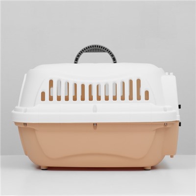 Переноска для животных, 47×32.5×30 см, вес до 9 кг, с металлической дверью, пластик, персиковая