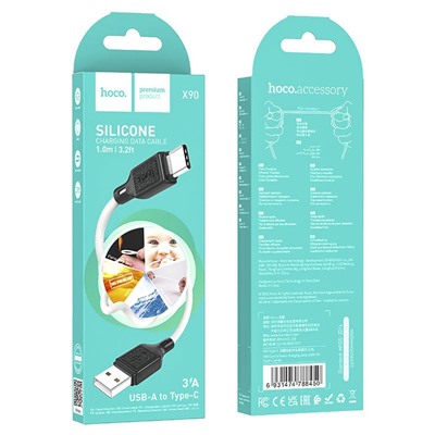 Кабель USB - Type-C Hoco X90 Cool 15W 100см 3A  (white)