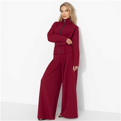 Брючный костюм спорт-шик, Так выглядит уверенность (бордо, 2 в 1, с поясом)