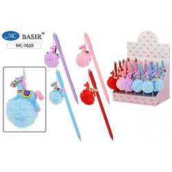 Ручка шариковая МС-7620 "ЛОШАДЬ ПУШИСТИК" синяя, асс., съемный брелок-лошадка(8см) Basir