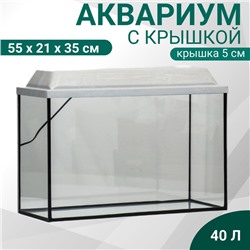 Аквариум Прямоугольный «Атолл» с крышкой, 40 литров, 55×21×35/40 см, беленый дуб