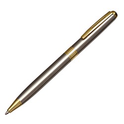 Ручка подарочная шариковая Calligrata New, в кожзам футляре, поворотная, корпус серебро с золотым