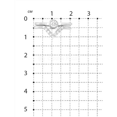 Кольцо двойное из серебра с фианитами родированное 925 пробы 10-0173р