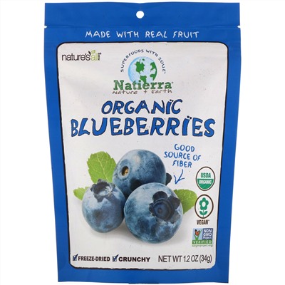 Natierra, Organic Freeze-Dried, Blueberries, 1.2 oz (34 g)
