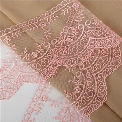 Кружево на сетке, 95 мм, 11±1 м, нежно-розовое