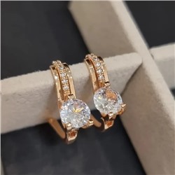 Серьги ювелирная бижутерия коллекция "Дубай", покрытие позолота, вставка: фианиты, цвет: прозрачный, арт.213.624