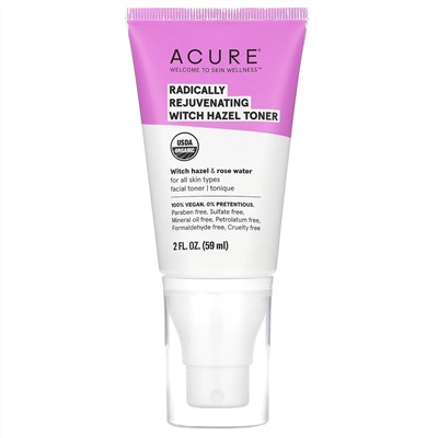 Acure, Radically Rejuvenating, Witch Hazel Toner, 2 fl oz (59 ml)