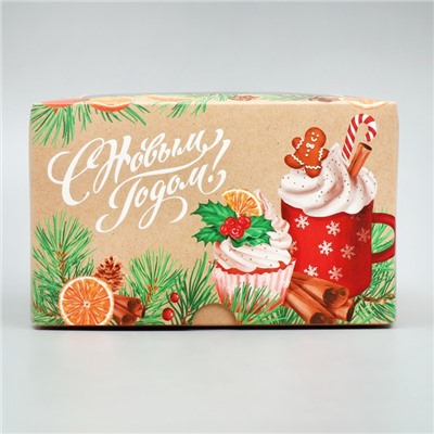 Коробка для капкейков складная с двусторонним нанесением «С Новым годом!», 16×16×10 см