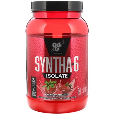 BSN, Syntha-6 Isolate, сухая смесь для приготовления протеиновых коктейлей, со вкусом клубники, 912 г (2,01 фунтов)