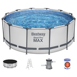 УЦЕНКА Бассейн каркасный Bestway Steel Pro Мах 56420, 366×122 см, фильтр-насос, тент, подстилка, круглый