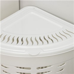 УЦЕНКА Корзина для белья с крышкой 45 л 38×38×56 см угловая, цвет белый