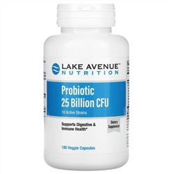 Lake Avenue Nutrition, пробиотики, смесь 10 штаммов, 25 млрд КОЕ, 180 растительных капсул