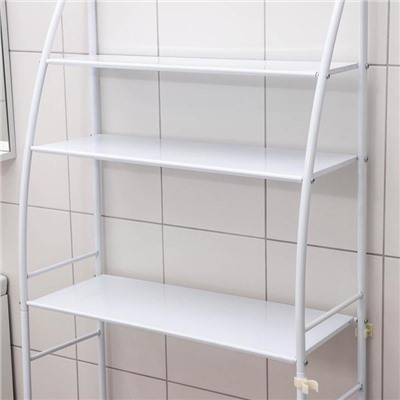 Стеллаж над стиральной машинкой со штангой для сушки, 66×25×175 см, белый