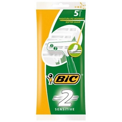 Станок для бритья одноразовый BiC-2 Sensitive Skin с 2 лезвиями для чувствительной кожи (5 шт.)