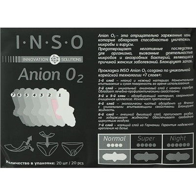 Прокладки INSO Anion O2, normal, 20 шт.