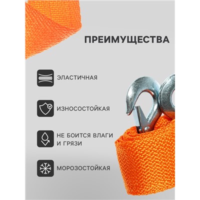 Трос-лента буксировочный TORSO, 3.5 т, 4 м, 2 крюка