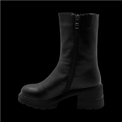 Ботинки из натуральной кожи на меху РМ-084-1 черные