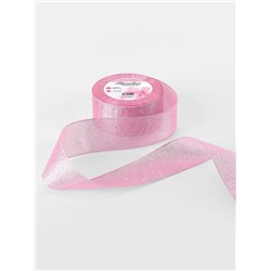 Лента парчовая, 40 мм, 23±1 м, розовая №013