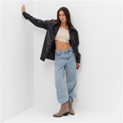 Рубашка женская из экокожи MIST: Base, размер 40, чёрная