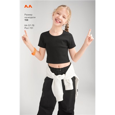 Укороченная футболка в рубчик для девочки Happyfox