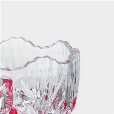 Сахарница Доляна «Венеция листва», 300 мл, 10×12.5 см, с крышкой, стекло, прозрачная