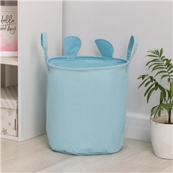 Корзина бельевая текстильная «Мишутка», 36×35 см, голубая