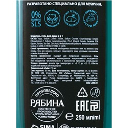 Гель для душа и шампунь 2 в 1 «Морские минералы», 250 мл, аромат бергамот и специи, HARD LINE