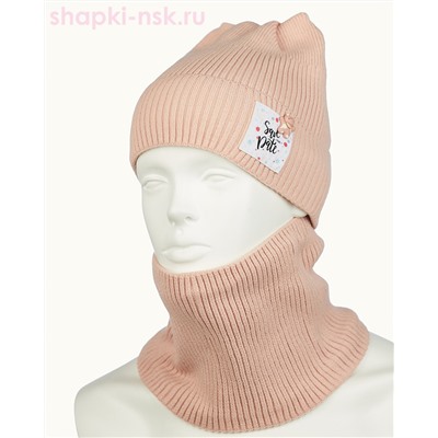 03-4-E Комплект для девочки флис (шапка+снуд) (46-50)