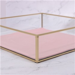Органайзер для хранения «PINK RIPPLES», стеклянный, 24×24×6.5 см, цвет медный, розовый